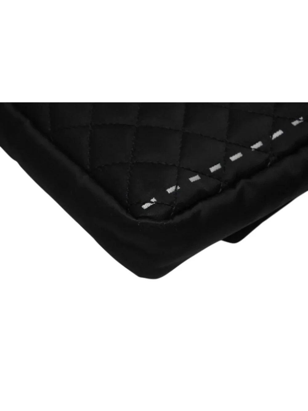 Chanel Quilted Jumbo CC Logo Chain Shoulder Bag Single Flap Black White Silver
